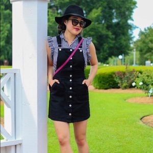 NWT Black Bib Overall Dress
